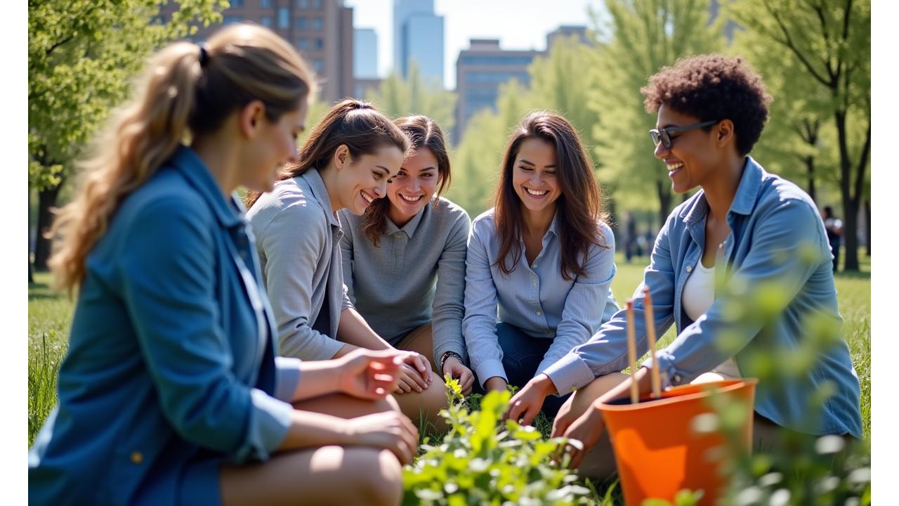 Diverse group of professionals collaborating at a community event in Toronto
