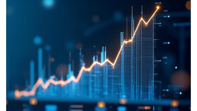 Digital representation of a financial chart with real estate icons, symbolizing investments in REITs and specialized funds.