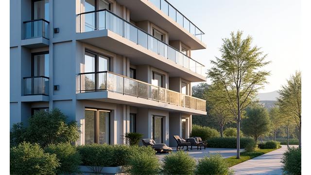 Modern, sleek residential building with appealing architecture, emphasizing income potential.