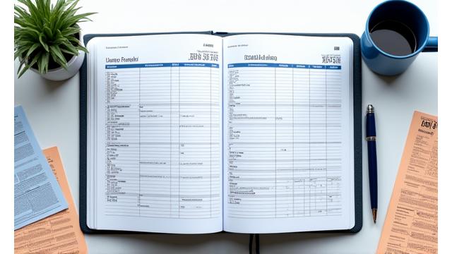 Open book with tax forms and a calculator
